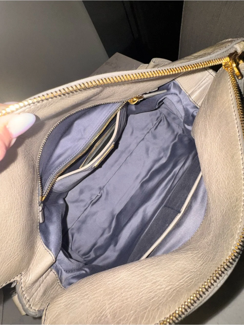 Miu Miu Vitello Lux Bow Bag Nube Gray Leather Satchel